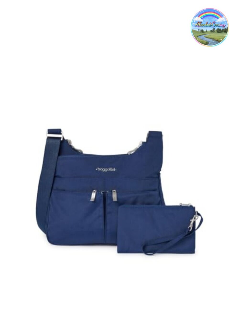 Lightweight Water-Resistant Nylon Crossbody Travel Bag with RFID Wristlet